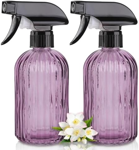 Glass Handheld Spray Bottle, 13.5oz, Purple, Adjustable Nozzle by Unknown