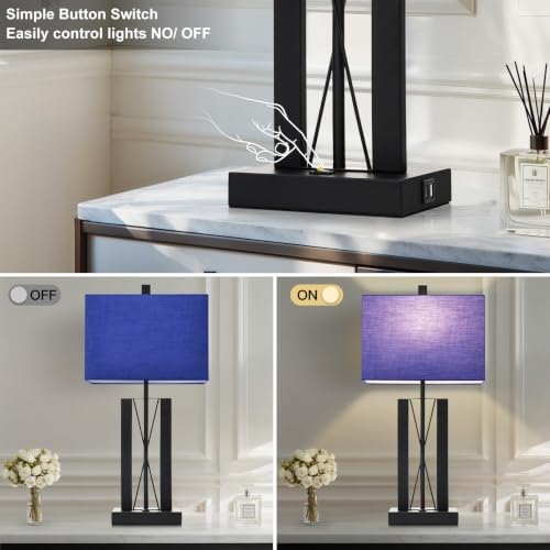 Lolikit 25" Table Lamps for Living Room Set of 2, Bedside Lamps for Bedroom - Image 4