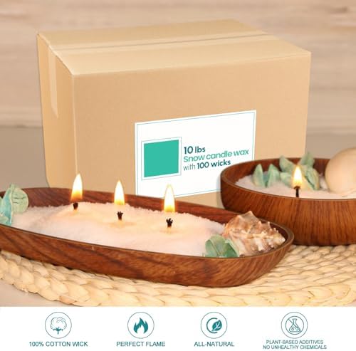 Wfmolcand 10 lb Natural Pearl Wax Sand DIY Set with 100 Wicks, Reusable, Continuous Burning, Unscented Candle Powder, Designed for Handmade Candles, Wedding Celebrations and Party Decorations - Image 5