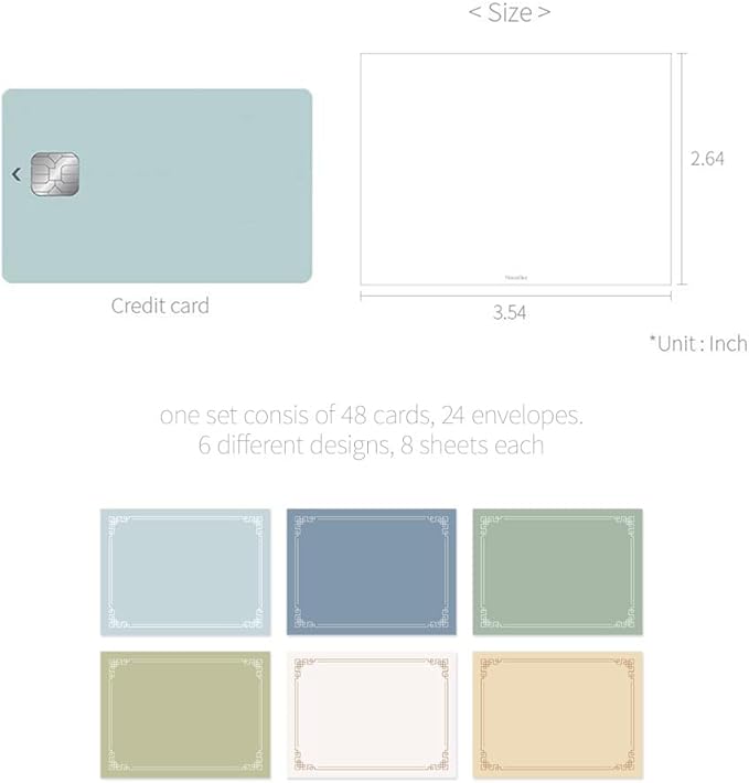 Monolike Day by Day Card, 111 Traditional Line - Mix 48 Mini Single cards, 24 envelopes Package