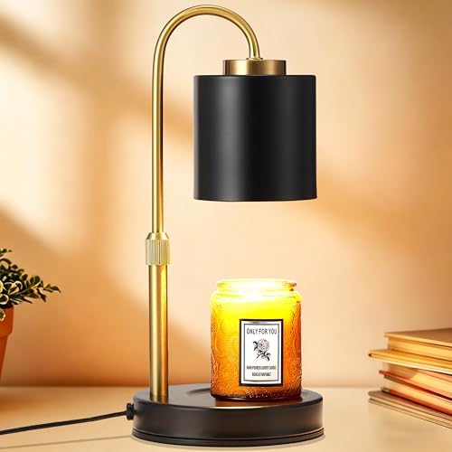 CASTLELIFE Candle Warmer Lamp with Timer & Dimmer, Height Adjustable Electric Wax Melt Warmer for Jar Candles, Gifts for Mom Home Decor, Black Gold by CASTLELIFE