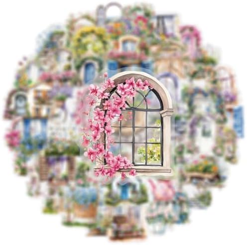 50PCS Garden Stickers Aesthetic PET Sticker Garden Flower wall Decal Waterproof Decorative Decals for Scrapbook DIY Crafts Album Bullet Journal Planner Water Bottles Laptop Phone (Garden Sticker) - Image 4
