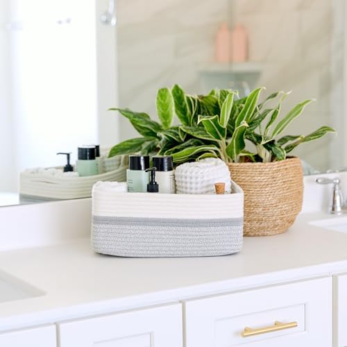 NaturalCozy 13.5”x8.5”x5.5” Storage Baskets for Shelves 3 Pack | Cotton Rope Woven Small Baskets for Organizing | Small Storage Bins for Nursery, Bathroom, Closet, Cube Shelf, Decorative, Gift - Image 4