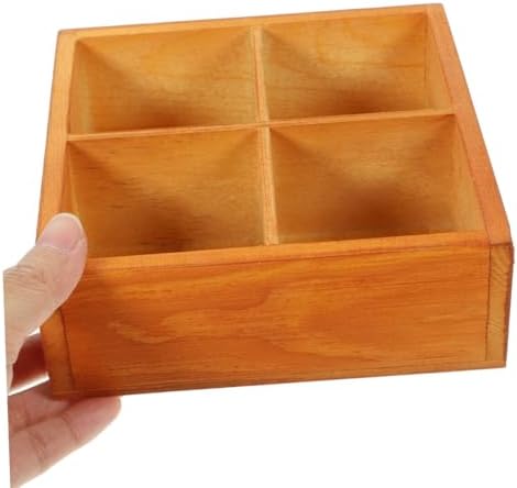 Abaodam Wooden Tray with 4 Compartments, Multi-grid Storage Box, 4 Grid Sorting Tray, Wood Organizer for Arts and Crafts Supplies Stationery, Small Items (5.51 x 5.51 x 1.96 Inch) - Image 4