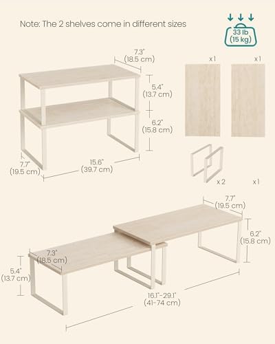 SONGMICS Cabinet Organizer Shelf, Set of 2 Spice Rack, Kitchen Storage - Image 6
