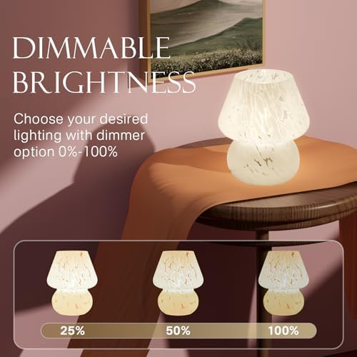 Dawnwake Mushroom Lamp Table Lamp for Bedroom,Small Desk Bedside Lamps for Living Room,Mushroom Decor Cute Mini Modern Mid Century Lamps for Night Stands (Flame White) - Image 3