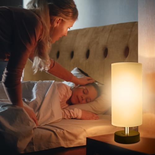 DEGNJU Bedside Table Lamp, Gray Fabric Shade, 11.8 Inch, 1 Pack - Image 4