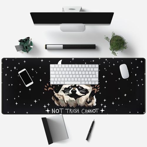 It's Trash Can Not Trash Cannot Desk Pad Cute Black Desk Mat Gaming Screaming Possum Mouse Pad Black Desk Matt for Desktop Keyboard Mouse Desk Mat with Stitched Edges Rubber Computer pad 31.5x11.8in - Image 3