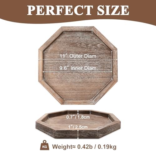 Rustic Candle Holder Plate Round Wooden Decorative Tray for Coffee Table - Image 4