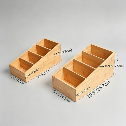 2 Pack Bamboo Snack Organizer, 4 Section - Image 3