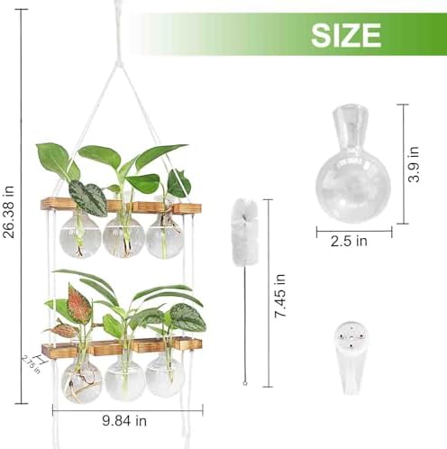 Renmxj Plant Propagation Station Wall Hanging with 2 Tiered Wooden Stand - Image 2