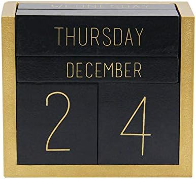 Juegoal Wooden Perpetual Calendar, Wooden Block Daily Calendar Office Desk Accessories (Black) by Juegoal