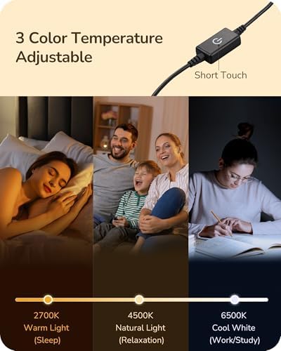 EDISHINE LED Table Lamp, Modern Dimmable Desk Lamps Metal Finish, Gold - Image 3