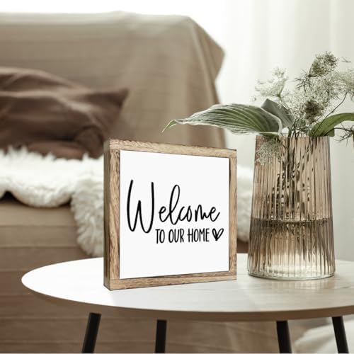 Welcome Sign, Wooden Box Signs for Home Decor, Freestanding Welcome Decor Sign, Farmhouse Decor for Entryway, Front Door Decor, Porch Decor, Housewarming Tabletop Decor, Welcome To Our Home (B2) - Image 5