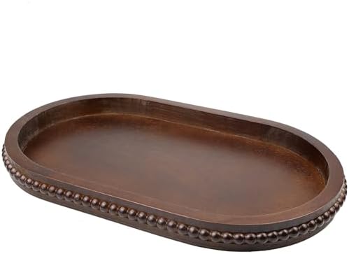 Hrastany Oval Wood Decorative Tray for Coffee Table, Retro Brown by Hrastany