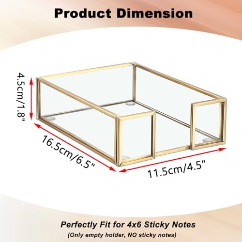 BTSKY Golden Glass Sticky Note Holder for 4x6 Inch Sticky Notes - Image 3