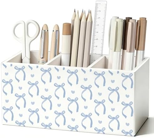 Coquette Blue Bow Pen Pencil Holder for Desk Decor by Unknown