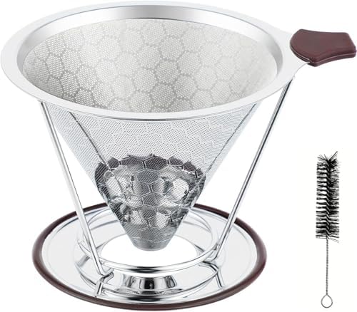 Reusable Stainless Steel Pour Over Coffee Dripper, Paperless V60 Filter by Vikuces