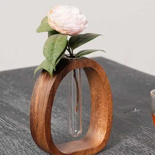 Propagation Vases Arrangements, Wood Stand, Glass Test Tubes, Decor - Image 3