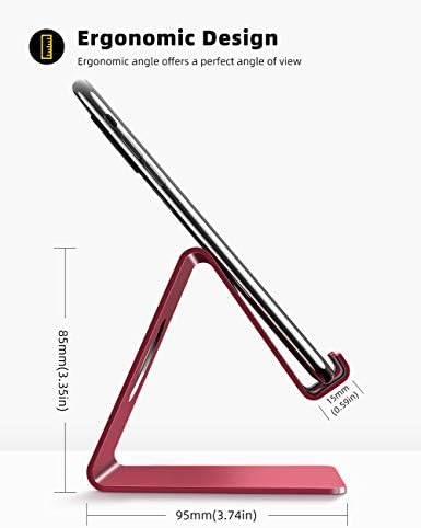 Lamicall Cell Phone Stand, Phone Dock : Cradle, Holder, Stand, Compatible with Phone 12 Mini 11 Pro Xs Xs Max Xr X 8 7 6 6s Plus 5 5s 5c All Android Smartphone Charging, Accessories Desk - Red - Image 4