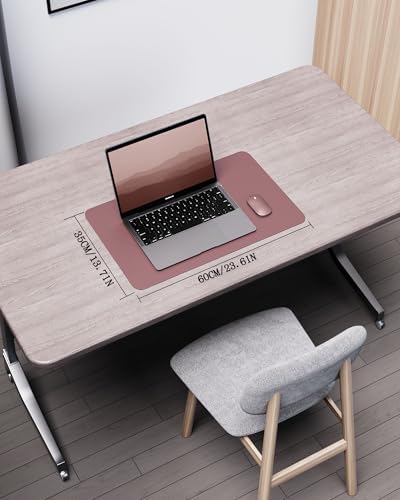 YSAGi Double-Sided Desk Pad, Leather Desk Mat, Eco Cork Desk Pad Protector, Large Mouse Pad for Desk, Waterproof Desk Blotter Pad, Desk Writing Pad for Office Work&Home(23.6"x13.7",Cork+Dark Pink) - Image 2