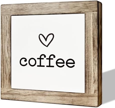 Coffee Decor Set, Wooden Box Signs for Home Decor, Freestanding Coffee Sign for Table Shelf Desk Counter, Cafe Sign, Coffees Lover Home Kitchen Decors by MLTEye
