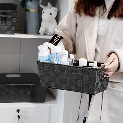 homyfort Woven Shelf Storage Tote Basket Bins Container, Storage Boxes Cube Organizer with Built-in Handles for Bedroom, Office, Closet, Clothes, Kids Room, Nursery 3pk(Grey) - Image 2
