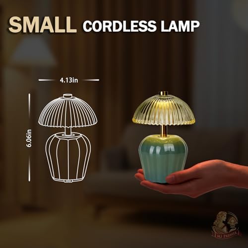 MJ PREMIER Rechargeable Table Lamp, Small Cordless Lamp with Timer, Green*2 - Image 2