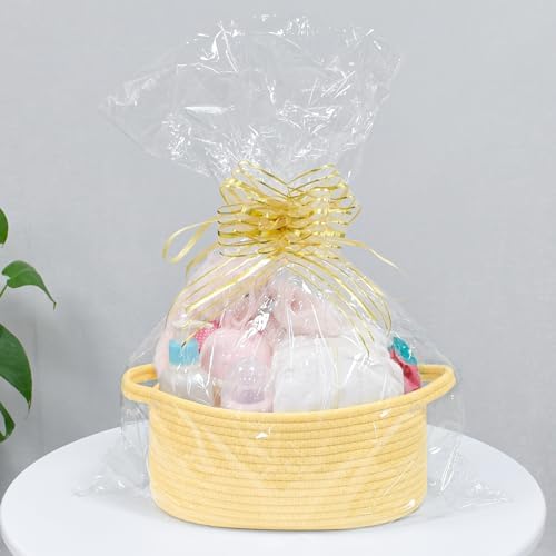 ABenkle Small Basket with Handles, Boho Decorative Rope Woven Dog Cat Toy Storage Bin Shelf Storage Organizer, Easter Christmas Gift Basket, 12"x8"x5" - Image 3