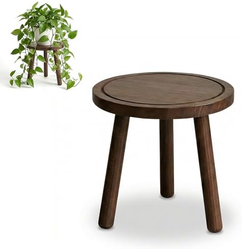 Wood Plant Stands Indoor, Updated Single Plant Stand Modern Plant Table for Large Plants, Wooden Plant Stool, Tall Plant Holder Small Round Side for Living Room, Balcony, Office (Dark Brown) by Unknown