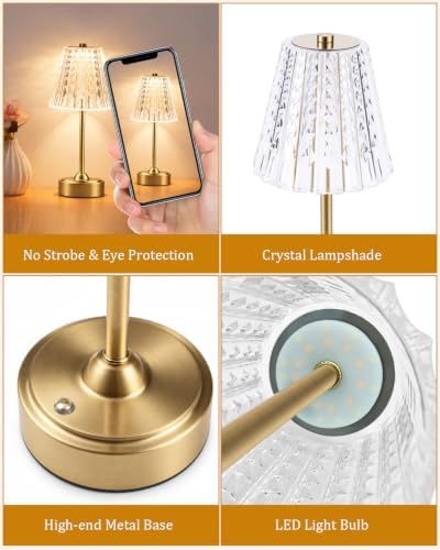 Nusogon Cordless Touch Table Lamp, Premium Rechargeable LED Small Desk Lamp - Image 6