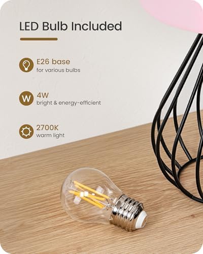 Pink Table Lamp for Girls' Room, Modern Small Bedside Lamp with Pink Linen Lampshade & Black Metal Base, 2700K LED Bulb Included, Decorative Nightstand Lamp for Bedroom, Entryway, P06TL05 - Image 5