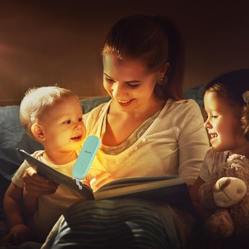 Akomid USB Rechargeable Book Light for Reading in Bed, 8 LEDs Bookmark Style Clip on, Eye-Cared Amber Light Mode for Kids, Blue Light Blocking, Stepless Dimming, Turquoise - Image 3