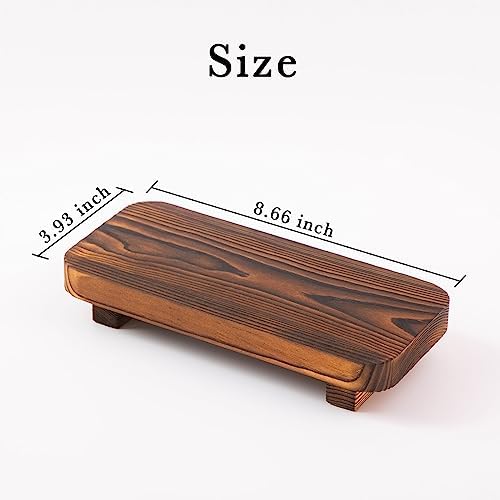 FLYIEE Wood Risers for Decor Display, Bathroom Counter Sink Decor, Dish Soap Tray Wood Tray for Kitchen Counter, Small Wooden Soap Stand, Wood Soap Pedestal, Soap Dispenser Stand Modern Farmhouse - Image 2