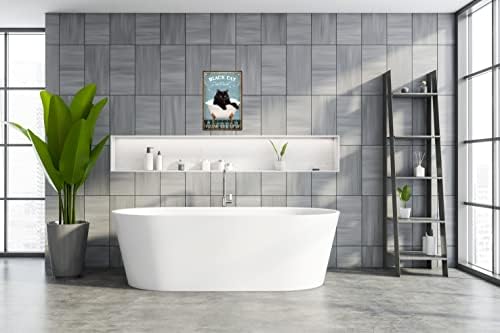Tin Signs Cat Black Cat Sink Co - Wash Your Paw Metal Poster Wall Decor Hanging Funny Bathroom Signs for Home 8 x 12 in - Image 4