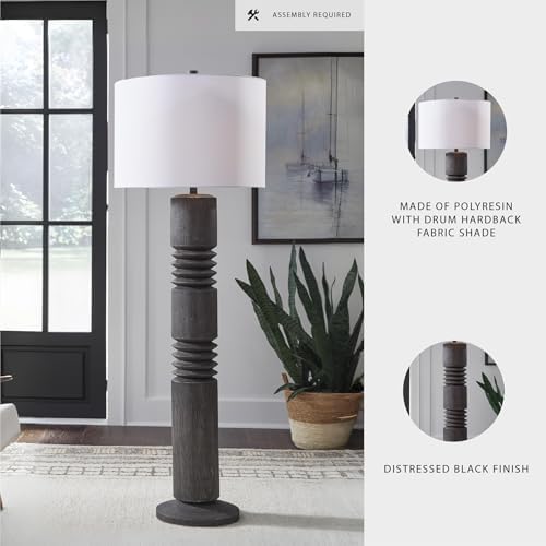 Signature Design by Ashley Fainwell Floor Lamp, Distressed Black, 64-Inch - Image 3