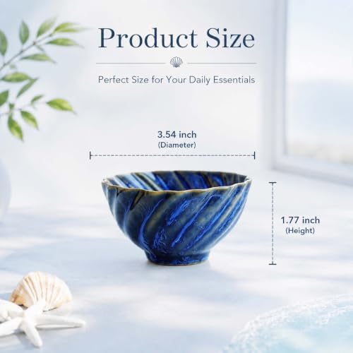 Blue Glazed Ceramic Ring Holder Jewelry Dish Tray Small Trinket Tray - Image 4