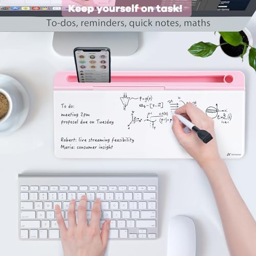Varhomax Glass Desk Whiteboard with Storage, Desktop Organizer - Image 2