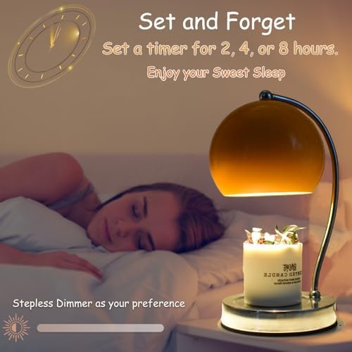 Wide Base Candle Warmer Lamp, Timer & Dimmer (Orange) - Image 4