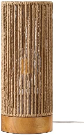 EDISHINE Rattan Table Lamp 9.85", Rosewood Color Wood Base, No Assembly - Image 7