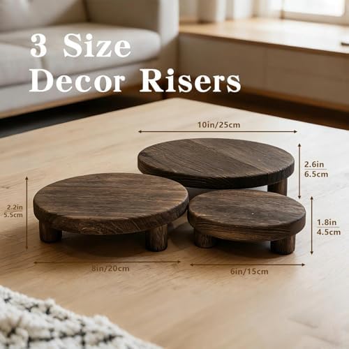 6"/8"/10" 3pcs Unfinished Rustic Wood Stands - Wooden Round Riser - Plant Risers Stand for Decor Display - Image 4