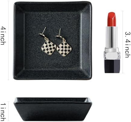 Ceramic Trinket Dish, Small Jewelry Ring Tray for Keys, Black - Image 6