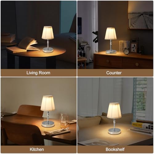 3000 mah Battery lamp,5W LED Small Touch Lamps,3 Color Temperature Dimmable Rechargeable Lamp,Cordless Lamp for Kitchen,Mini Lamps for Small Spaces (Chrome) - Image 7