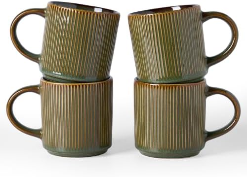 famiware Coffee Mug Set of 4, Star 12 oz Ceramic Mugs Cups Set with Handle by Famiware