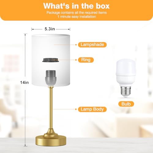 Fenmzee Gold Bedside Lamp for Bedroom - 3-Way Dimmable Touch Table Lamp - Image 4