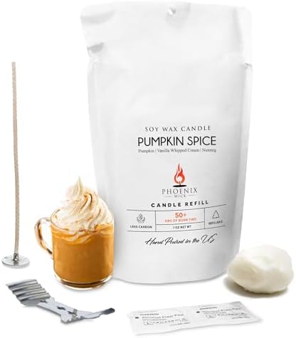 Phoenix Wick Candle Making Kit – Transform Anything Into A Candle – Candle Making Kit with Wick + 7oz Wax (Pumpkin Spice Scent) by PhoenixWick