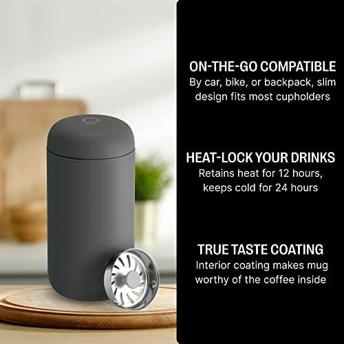 Fellow 12 oz Carter Move Travel Mug - Vacuum-Insulated Stainless Steel Travel Coffee Mug - Coffee Tumbler with Ceramic Interior and Splash Guard - Slate Grey - Image 3