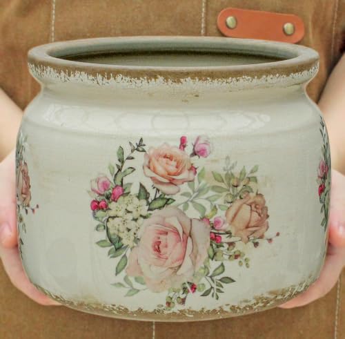 Shabby Chic Ceramic Plant Pots with Decorative Saucer, Gifts for Women - Image 4