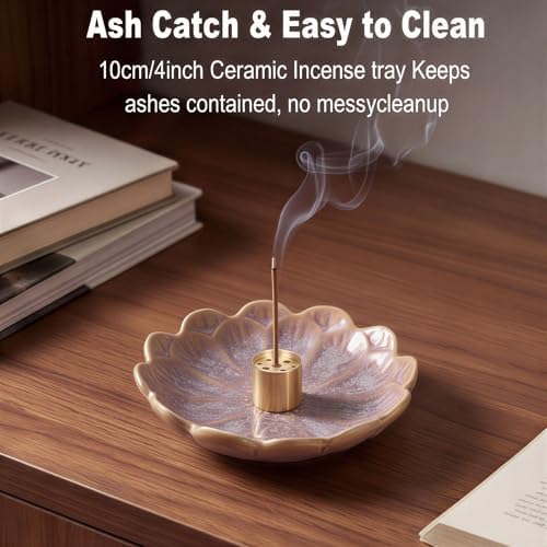 uxcell Ceramic Incense Burner Cone Incense Holder 4.3" Purple - Image 2