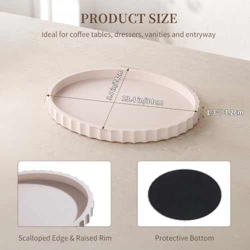 Hanobe Oval Decorative Coffee Table Tray for Home Decor with Wavy Edge - Image 3